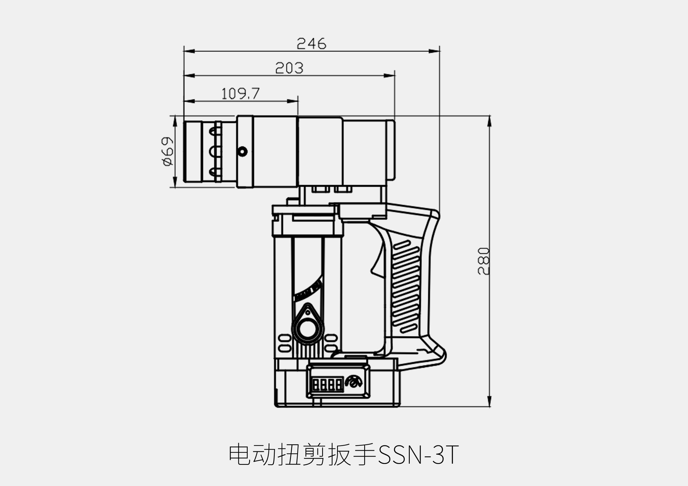漢普初緊型電動扭剪扳手SSN-3T線性圖